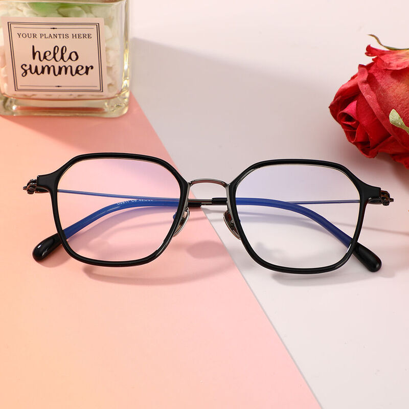 Elsie Geometric Black Glasses