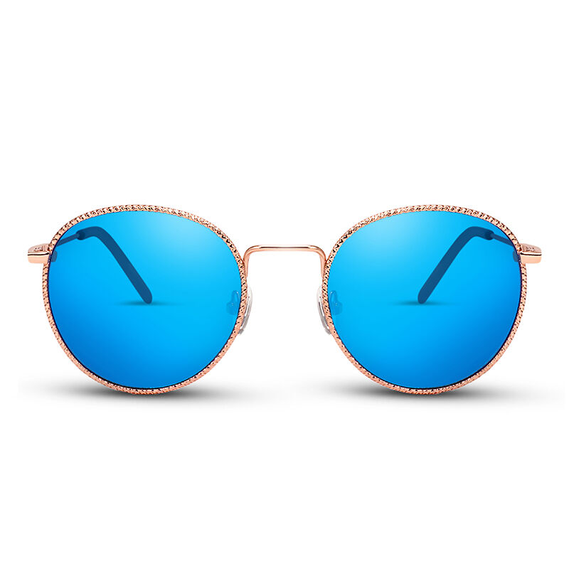 Flashlight Round Blue Mirror Sunglasses