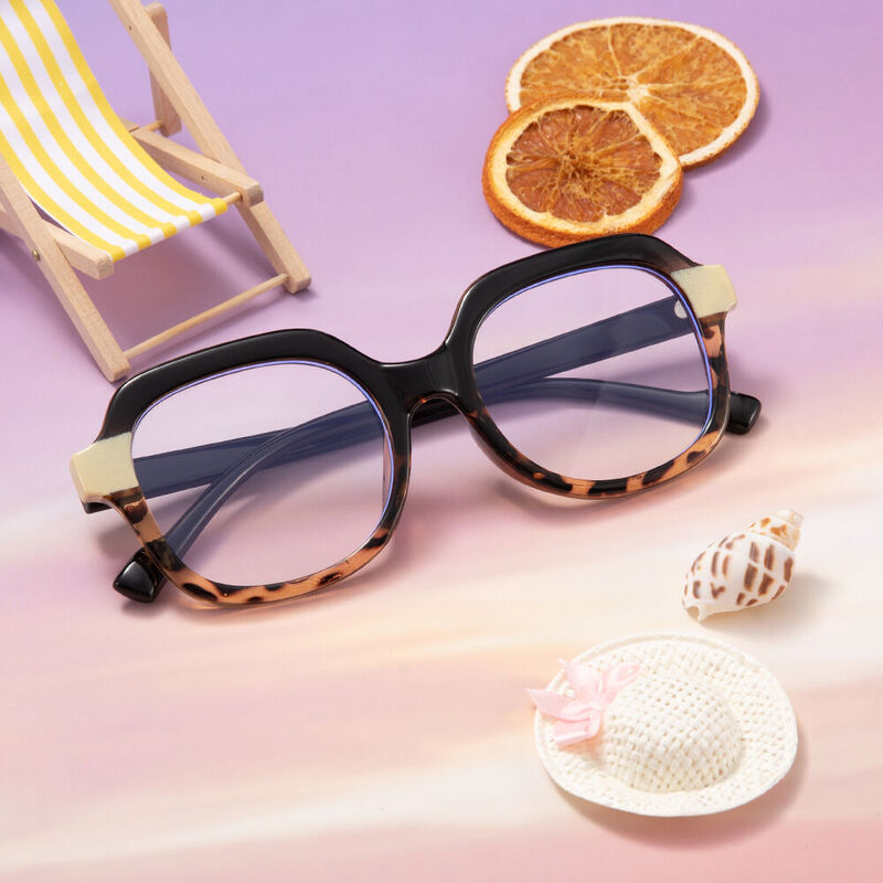 Gemma Geometric Leopard Glasses