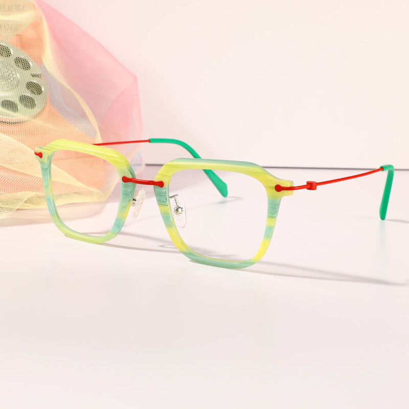 Zechariah Square Green Glasses