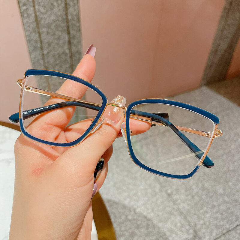 Ellen Cat Eye Blue Glasses