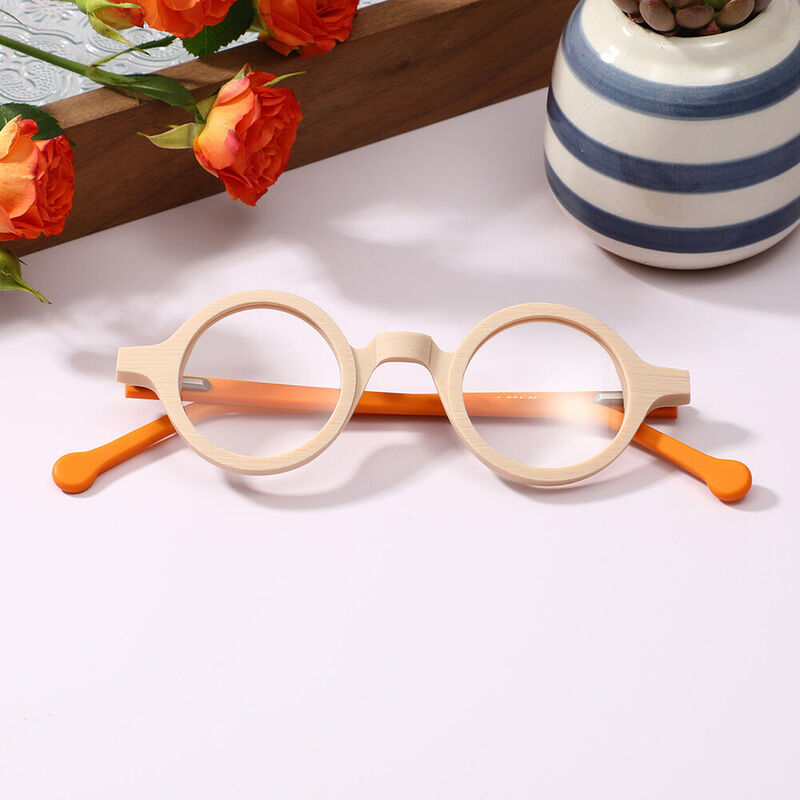 Quina Round Beige Glasses