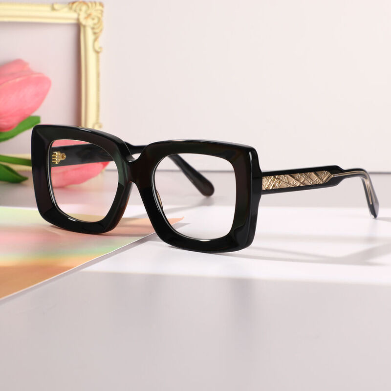 Symon Square Black Glasses