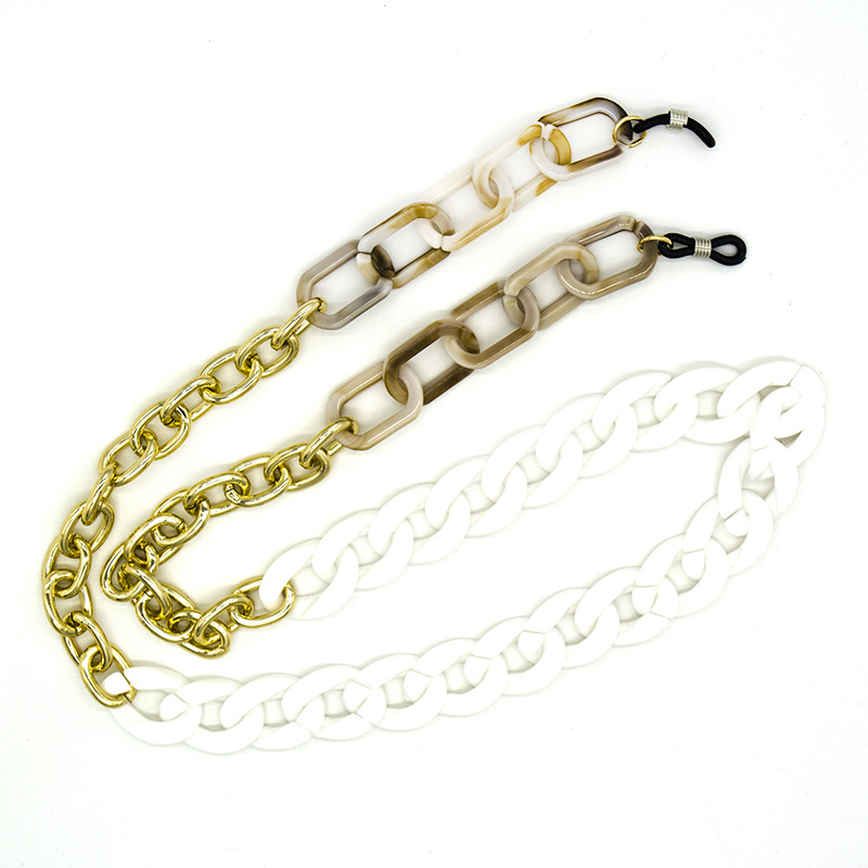 Doreen Moderne Acryl Metall Brillenkette Weiß