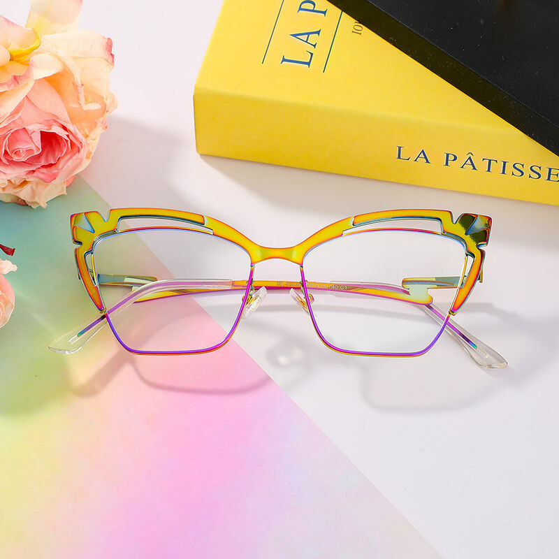 Peacock Cat Eye Yellow Glasses