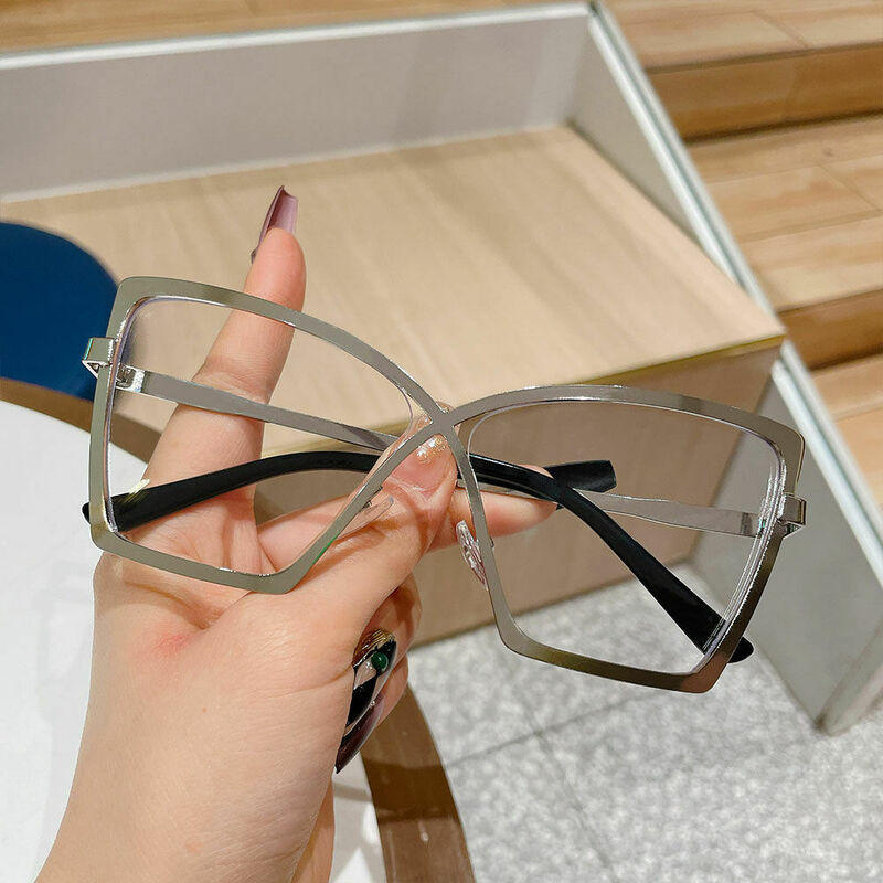Johnny Cat Eye Silver Glasses