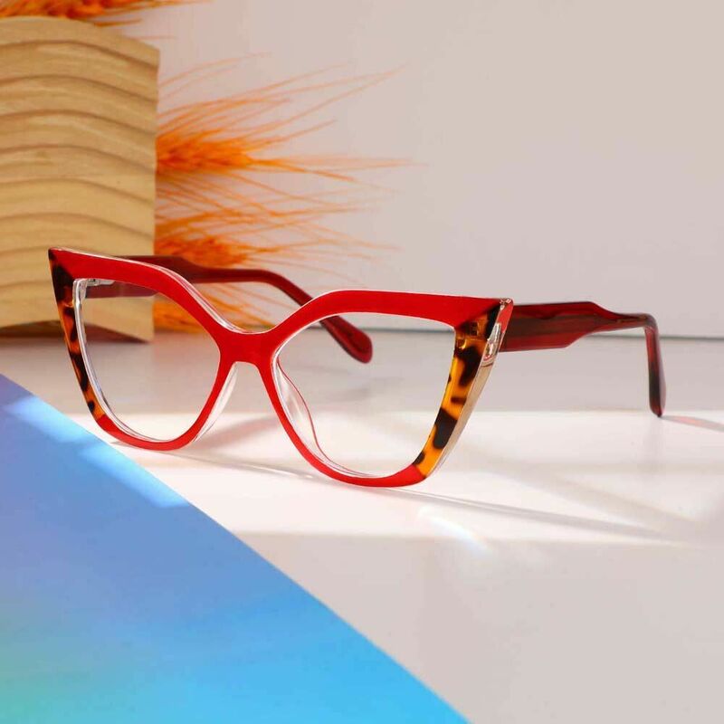 Faulkn Cat Eye Red Glasses