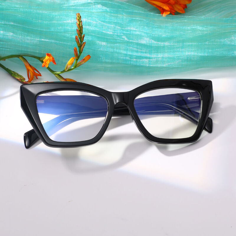 Leighton Cat Eye Black Glasses