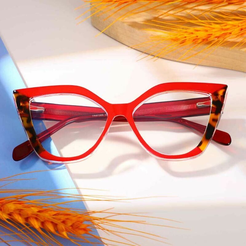 Faulkn Cat Eye Red Glasses