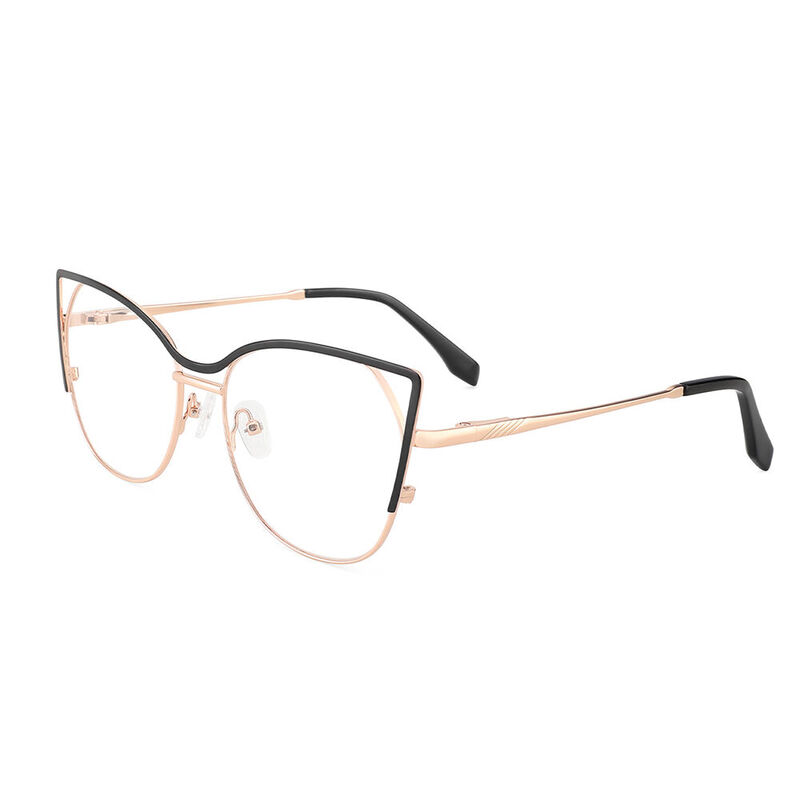 Edith Cat Eye Gold Round Glasses - Aoolia.com