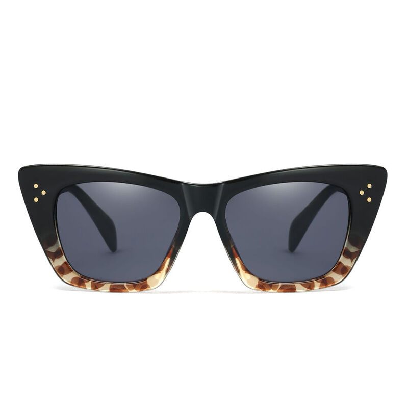 Bernadette Cat Eye Square Black Leopard Sunglasses