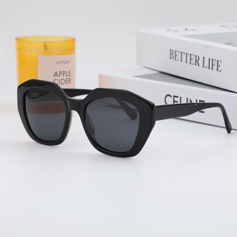 Polly Geometric Black Sunglasses