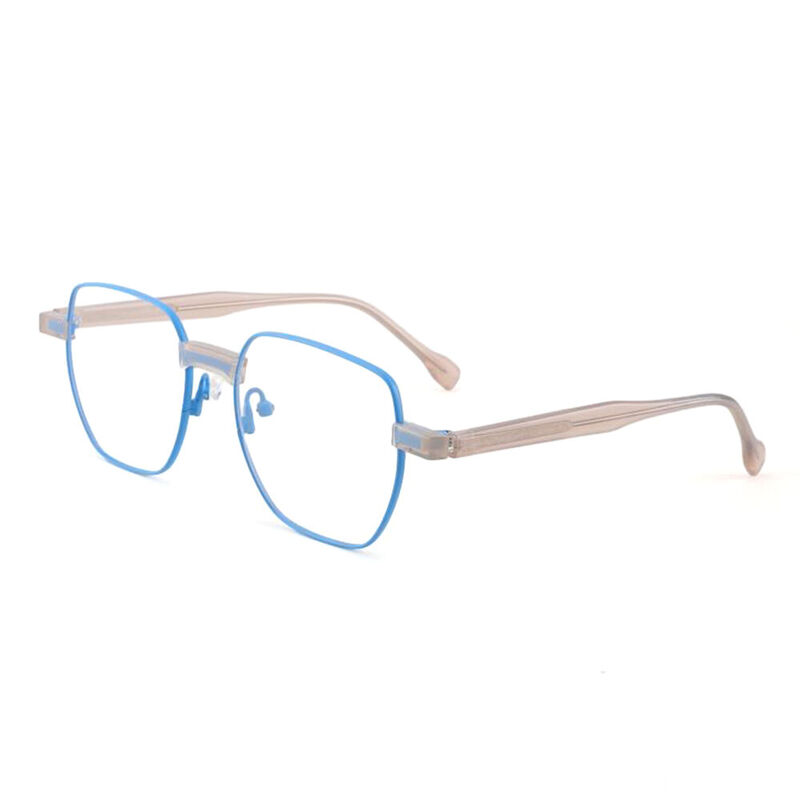 Broad Geometric Blue Glasses