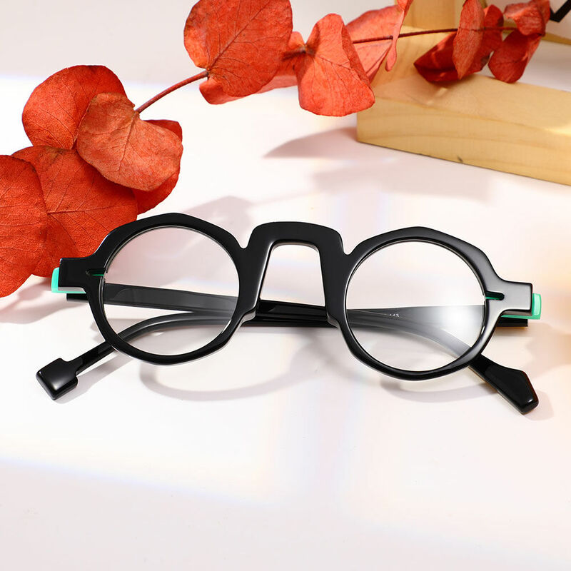 Audre Round Black Glasses