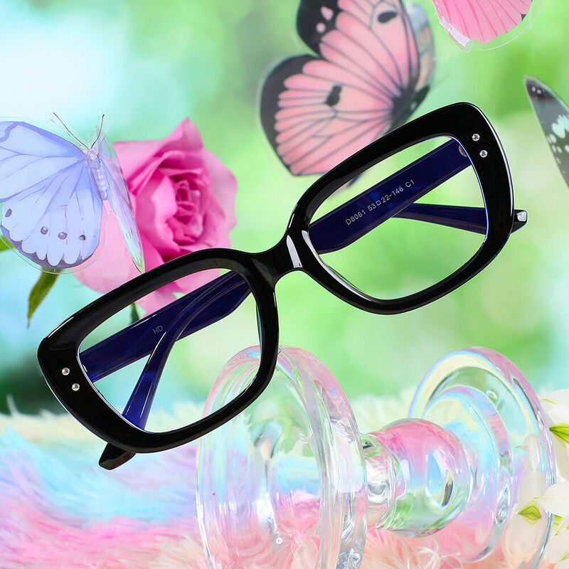 Wallis Rectangle Black Glasses