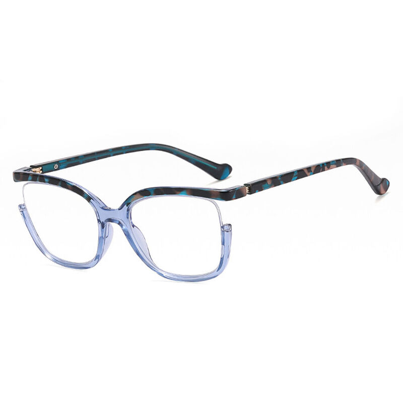 Moni Square Blue Leopard Glasses