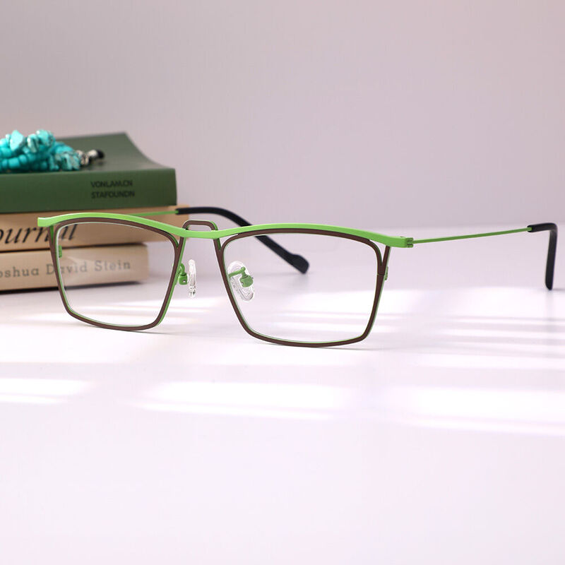 Novia Square Green Glasses
