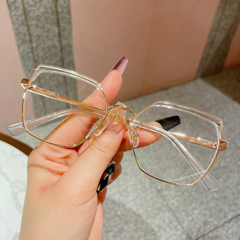 Lunettes de Vue Marroning Géométrique Transparent