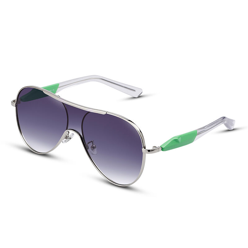 Chic Shield Aviator Grey Gradient Sunglasses