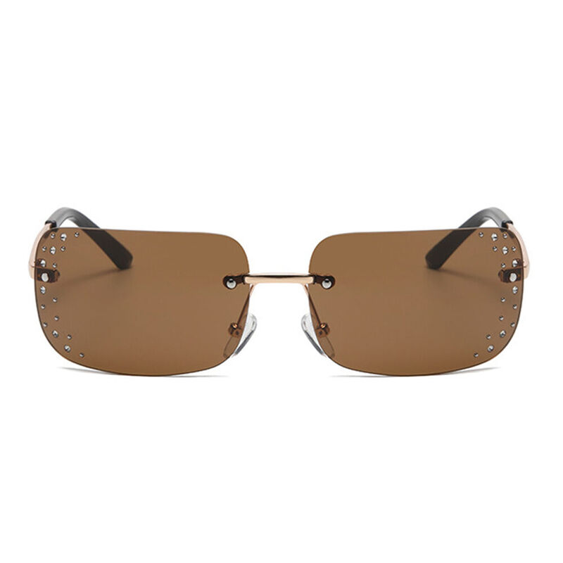 Marcie Rectangle Brown Sunglasses
