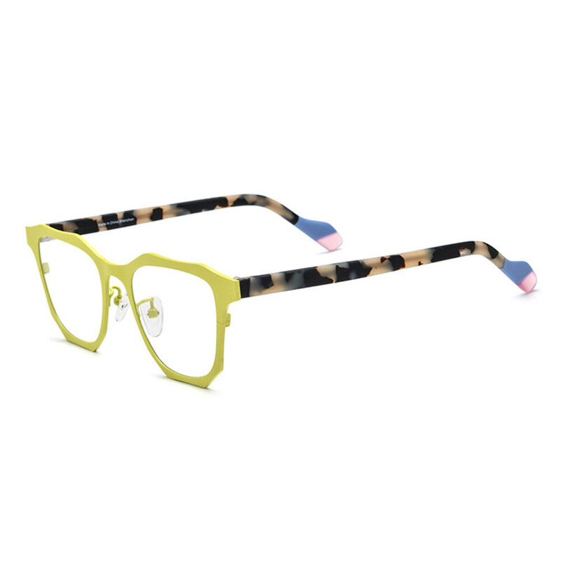 Snow Square Yellow Glasses