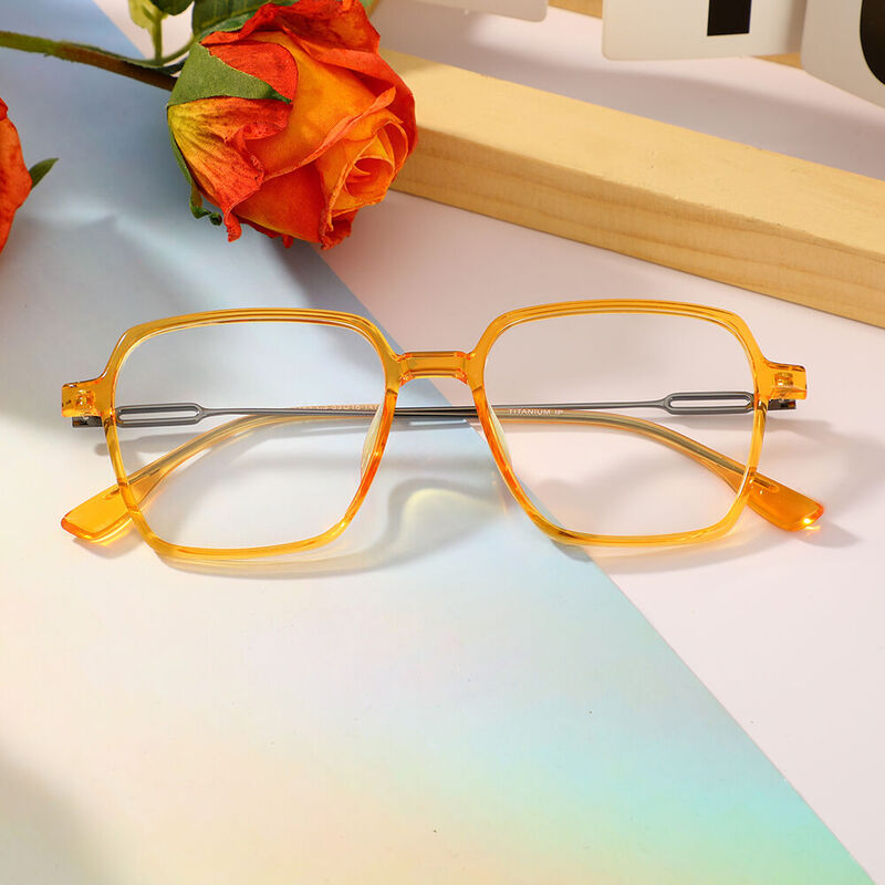 Sylvia Square Yellow Glasses