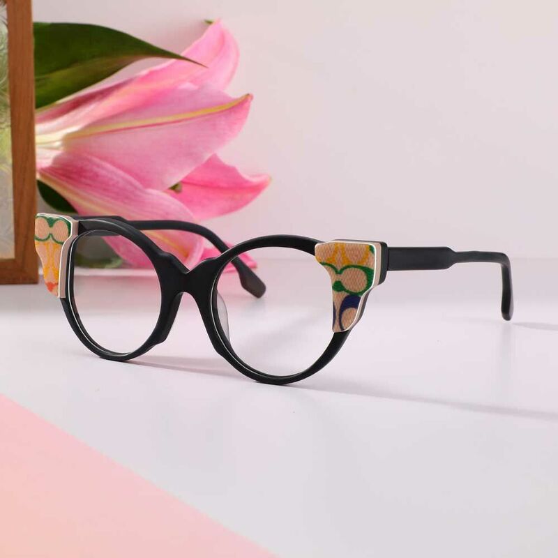 Lunettes de Vue Marrone Cat Eye Noir