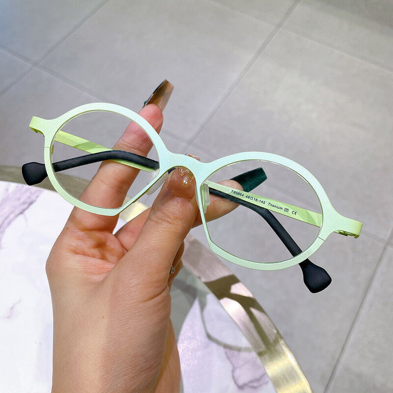 Noel Round Green Glasses