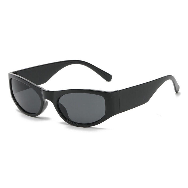 Darcy Oval Black Sunglasses