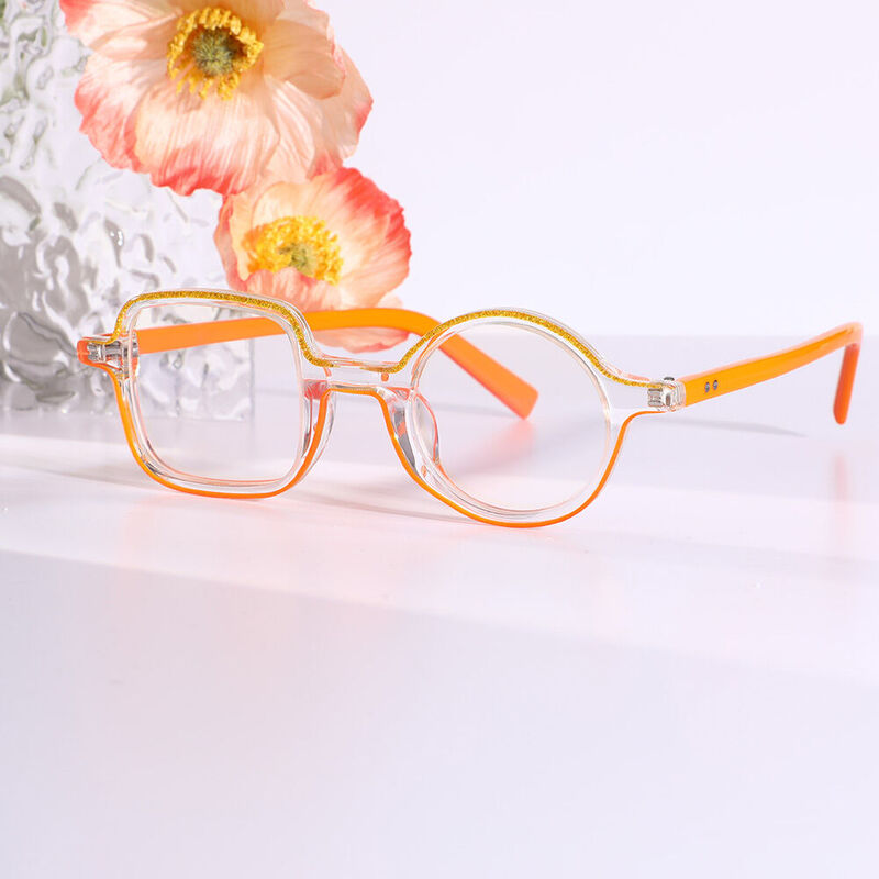 Enid Square Round Orange Glasses