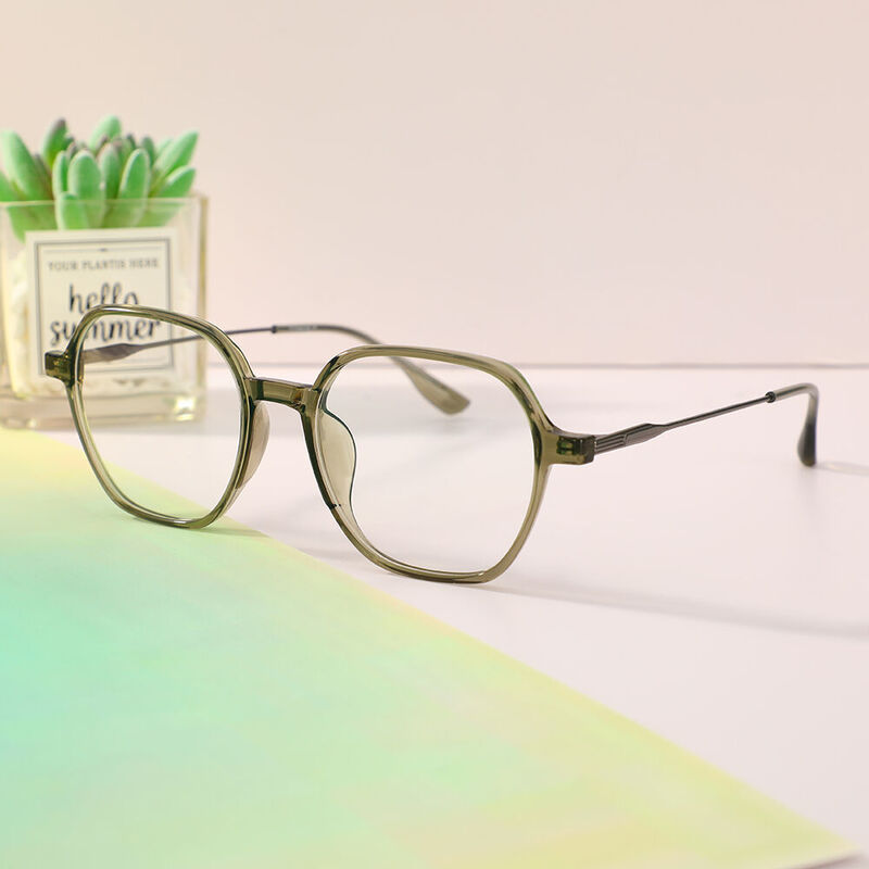 Virgil Geometric Green Glasses