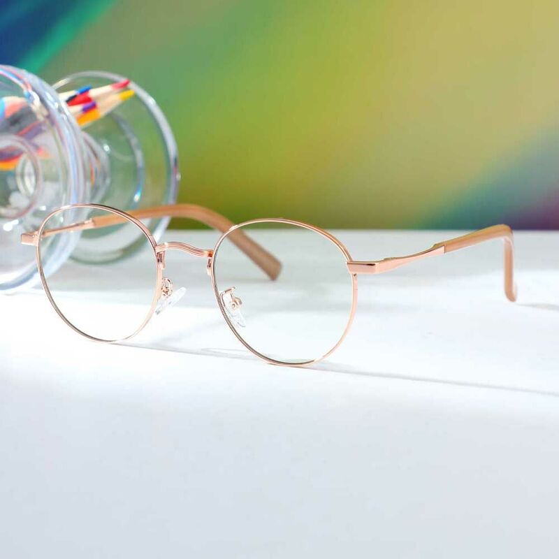 Lunettes de Vue Owen Ronde Rose Doré
