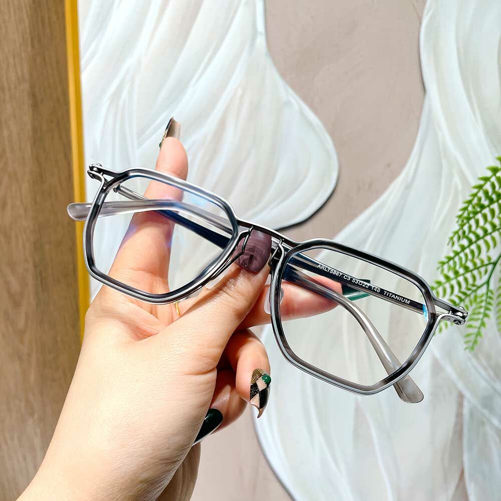 Elizabet Geometrische Graue Brille