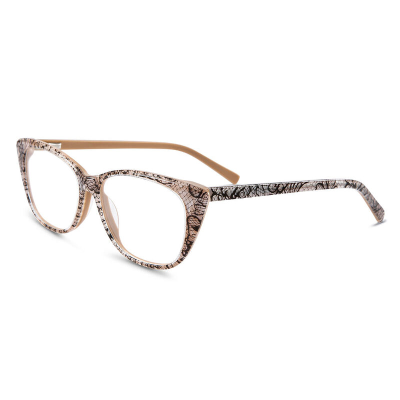 Blanche Oval Beige Floral Glasses