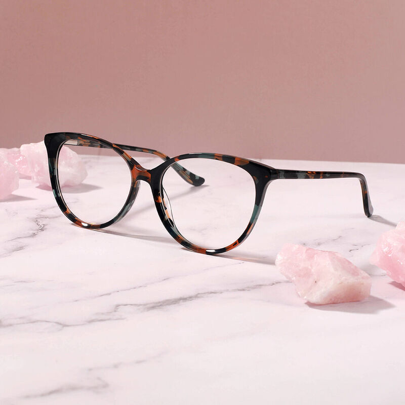 Lesley Round Multicolored Floral Glasses