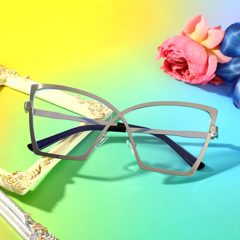 Johnny Cat Eye Silver Glasses