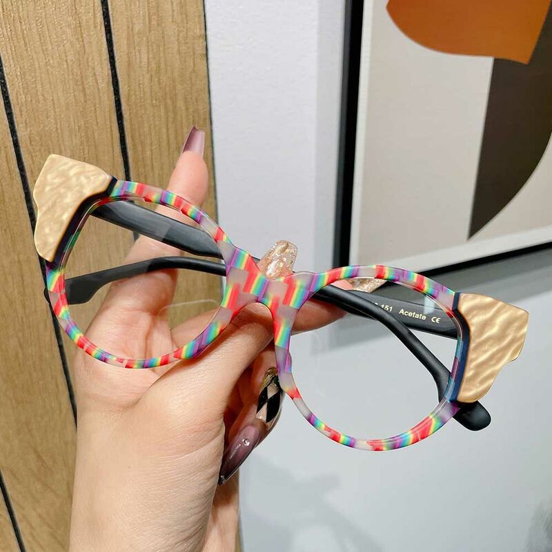 Lunettes de Vue Marrone Cat Eye Multicolore