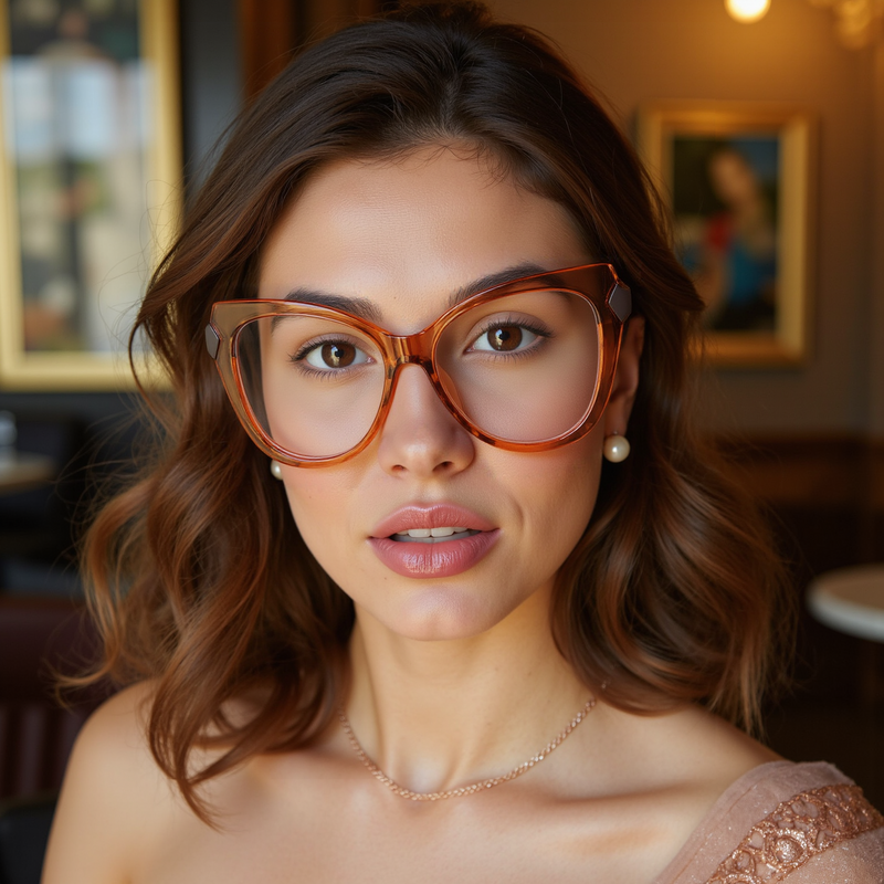 Isabella Cat Eye Orange Glasses