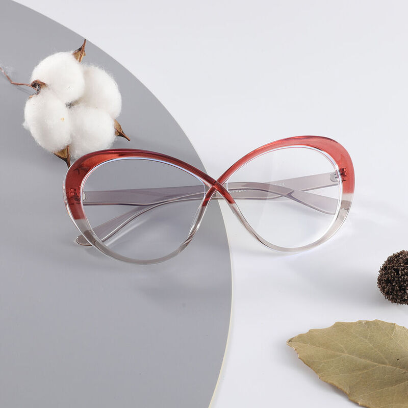 Reece Cat Eye Red Brown Glasses