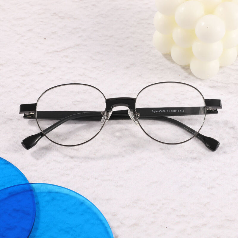 Herty Round Black Glasses