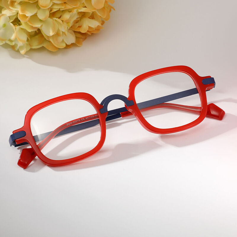 Sapir Square Red Glasses