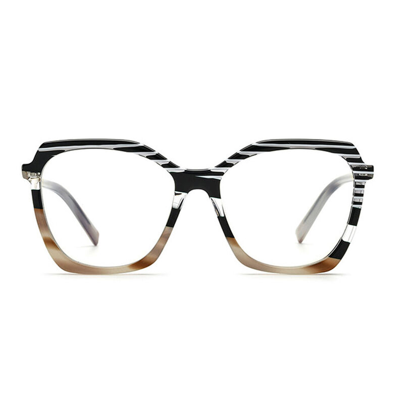 Ebony Geometric Brown Glasses