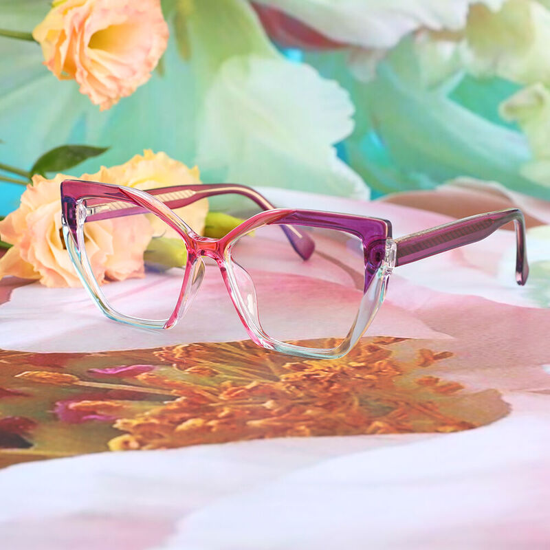 Sabrina Square Pink Purple Glasses