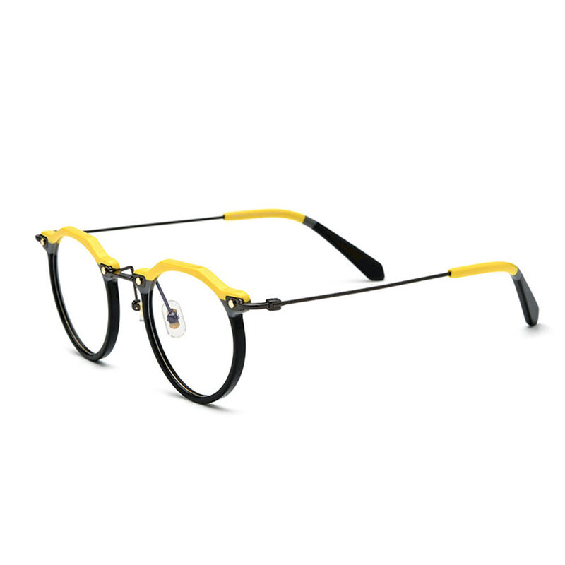 Marloy Round Yellow Black Glasses