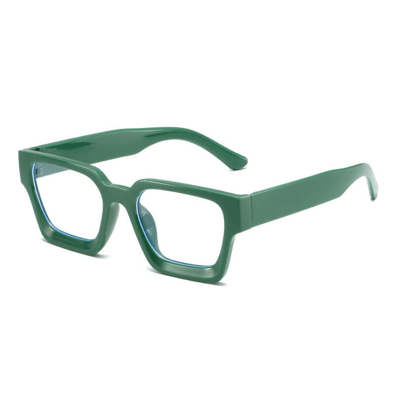 Coral Square Green Glasses