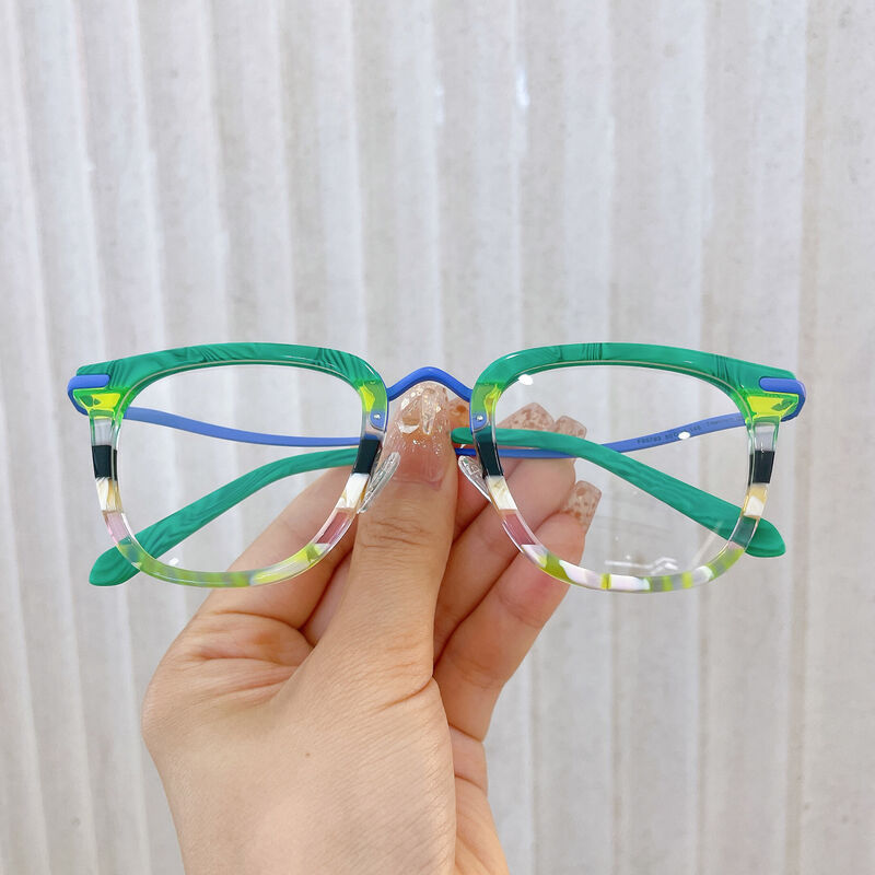 Elsi Square Green Glasses