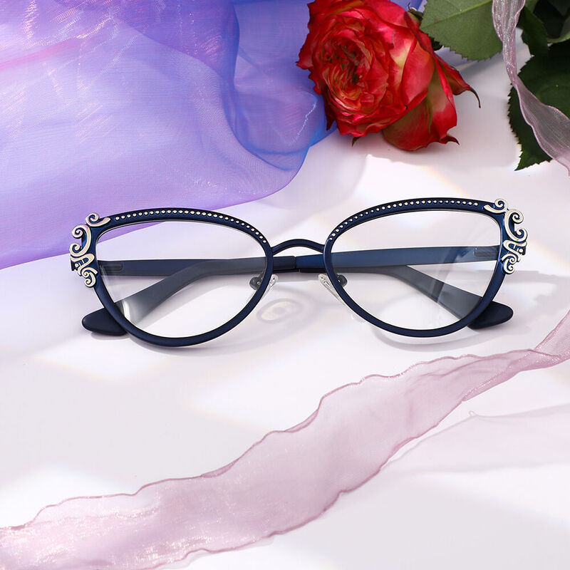 Strachey Cat Eye Blue Glasses