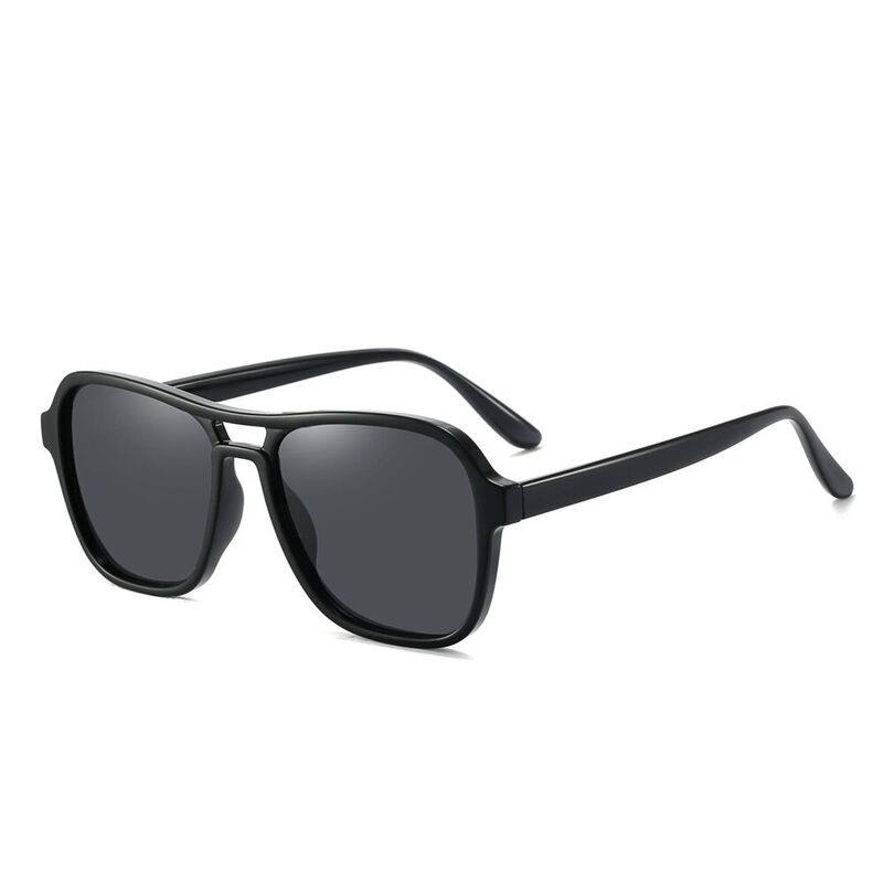 Everly Aviator Square Black Sunglasses