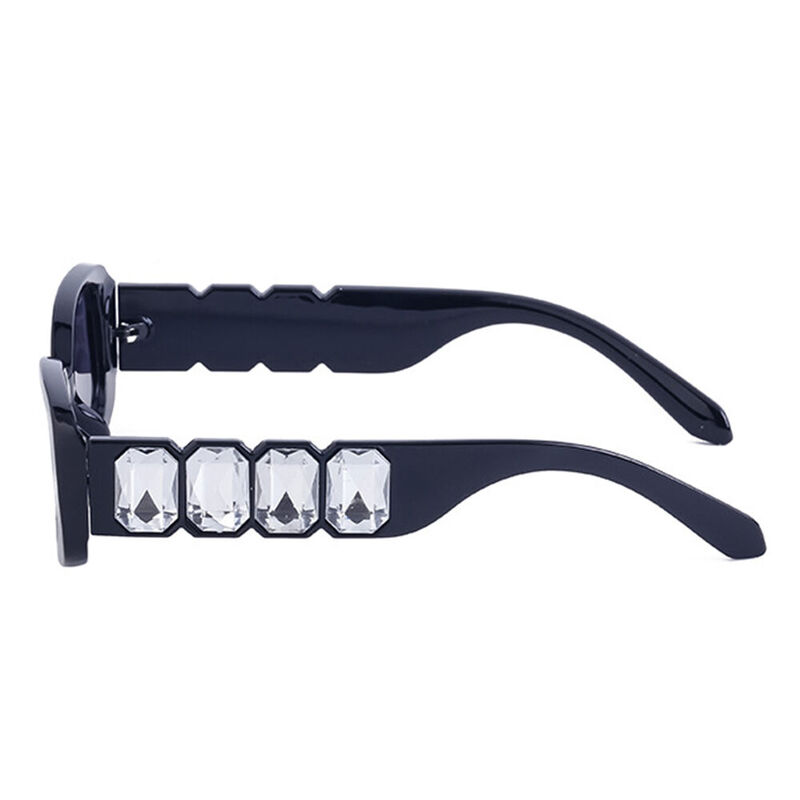 Kim Rectangle Black Sunglasses