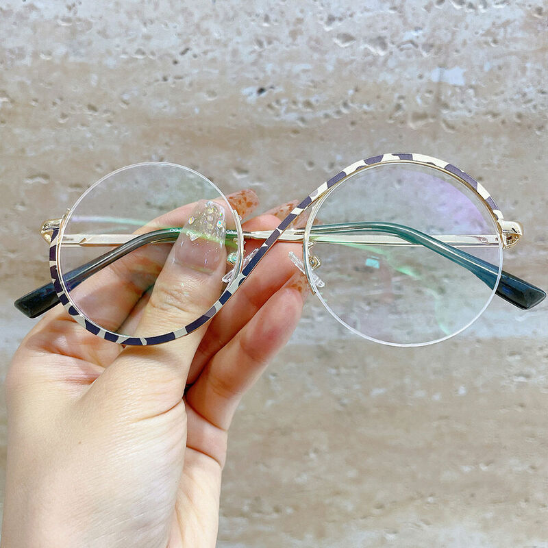 Hilary Round Leopard Glasses